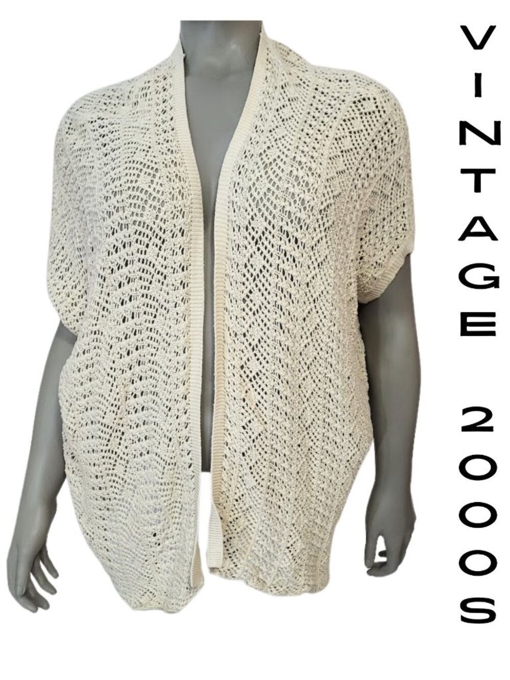 BONGO NWT Cream Crochet Cocoon Cardigan Vintage 2000s - Women's XL Juniors